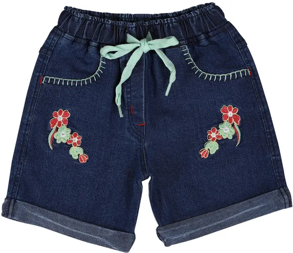 Blue_Short_For_Girls_Casual_Solid_Embriodered_Denim-Pack_Of_1