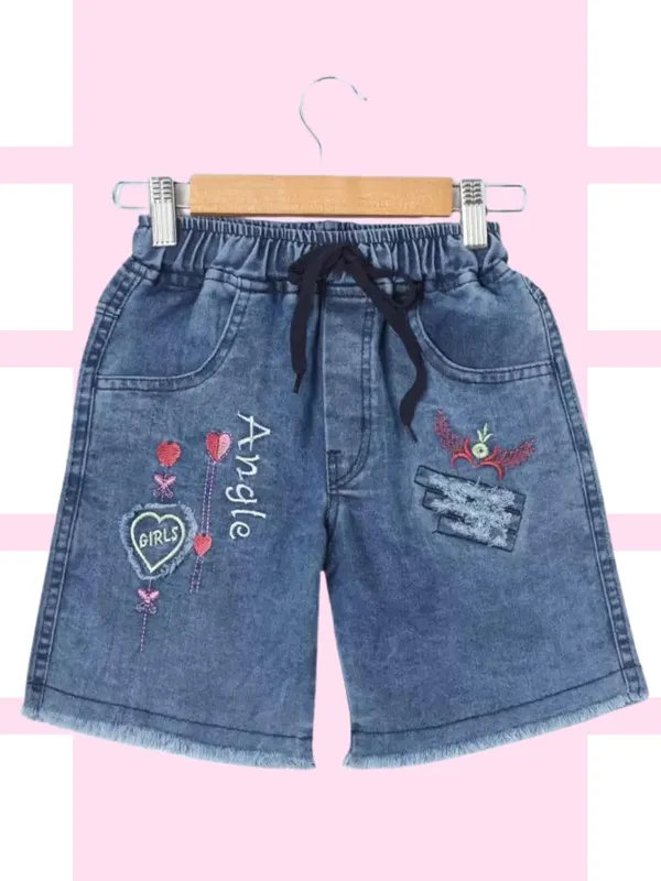 Blue_Short_For_Girls_Casual_Printed_Denim-Pack_Of_1