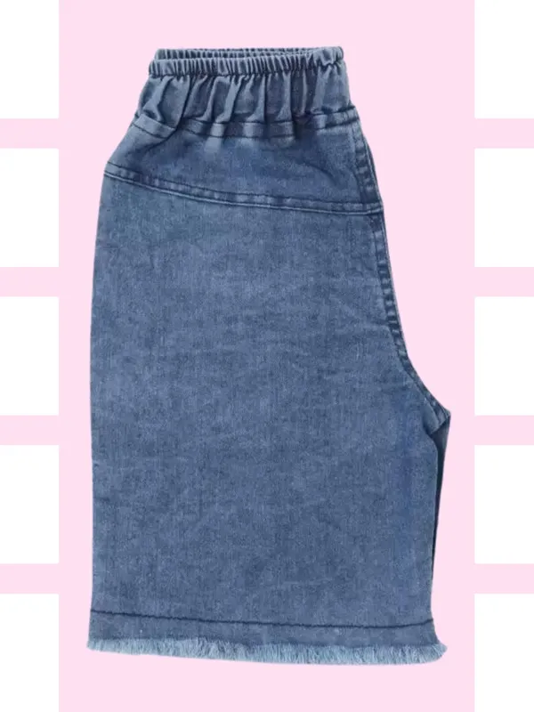 Blue_Short_For_Girls_Casual_Printed_Denim-Pack_Of_1