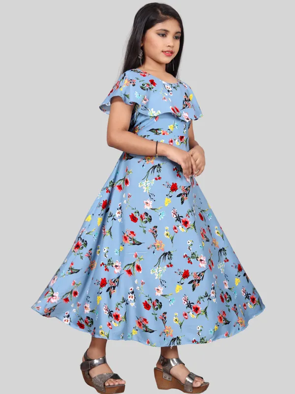 Girls_Grey_&_Red_Floral_Print_Flared_Maxi_Dress