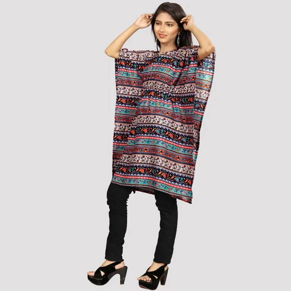 Girls_Multi_Coloured_Print_Crepe_Kaftan_Dress