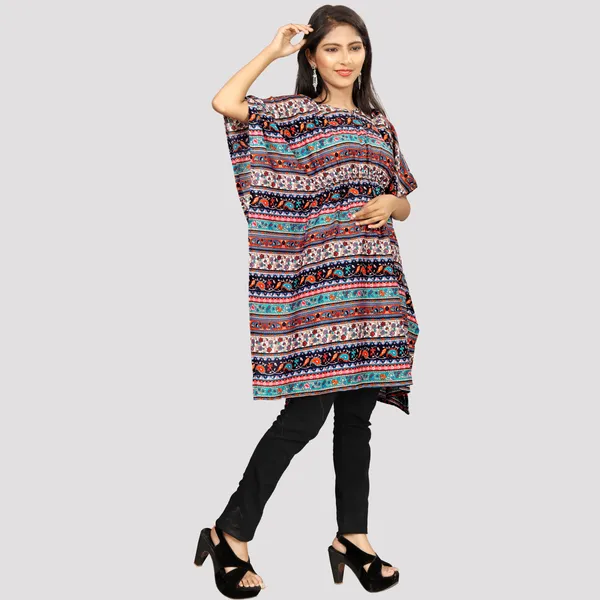 Girls_Multi_Coloured_Print_Crepe_Kaftan_Dress