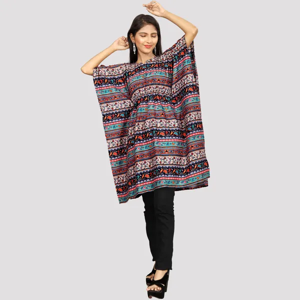 Girls_Multi_Coloured_Print_Crepe_Kaftan_Dress