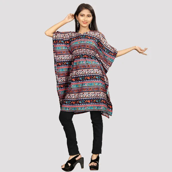 Girls_Multi_Coloured_Print_Crepe_Kaftan_Dress