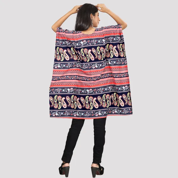 Girls_Peach-Coloured_&_Multi_Coloured_Print_Crepe_Kaftan_Dress