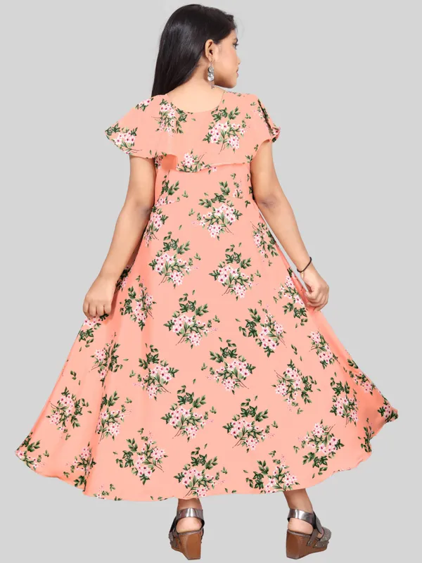Girls_Peach_&_White_Floral_Print_Layered_Flared_Maxi_Dress