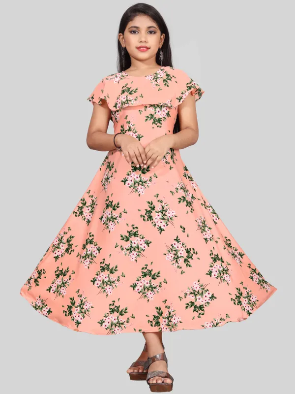 Girls_Peach_&_White_Floral_Print_Layered_Flared_Maxi_Dress