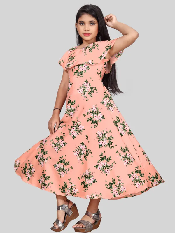 Girls_Peach_&_White_Floral_Print_Layered_Flared_Maxi_Dress