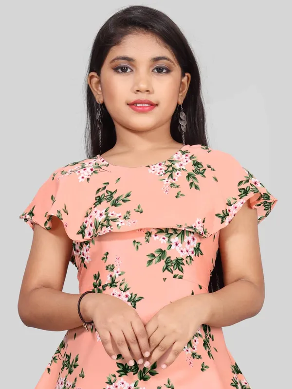 Girls_Peach_&_White_Floral_Print_Layered_Flared_Maxi_Dress