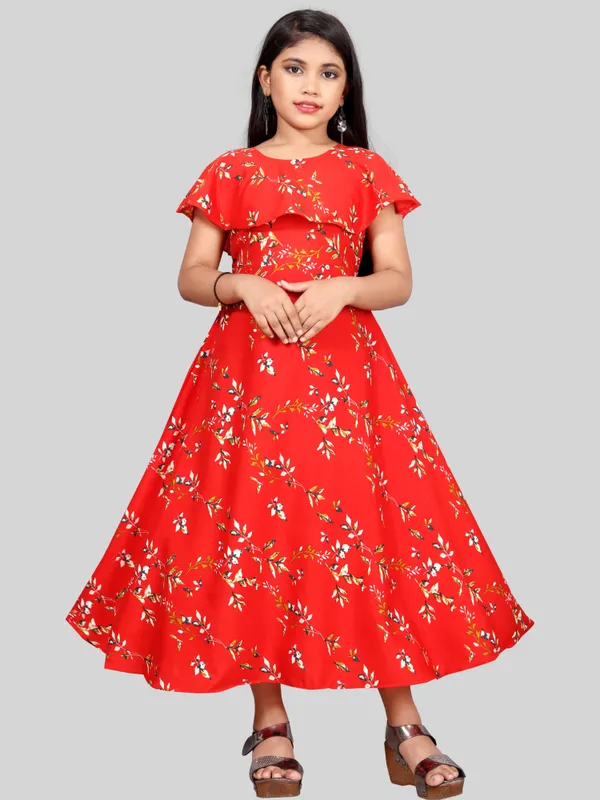 Girls_Red_&_Off_White_Floral_Print_Layered_Flared_Maxi_Dress
