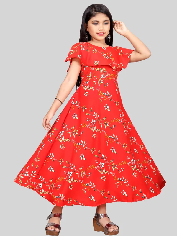 Girls_Red_&_Off_White_Floral_Print_Layered_Flared_Maxi_Dress
