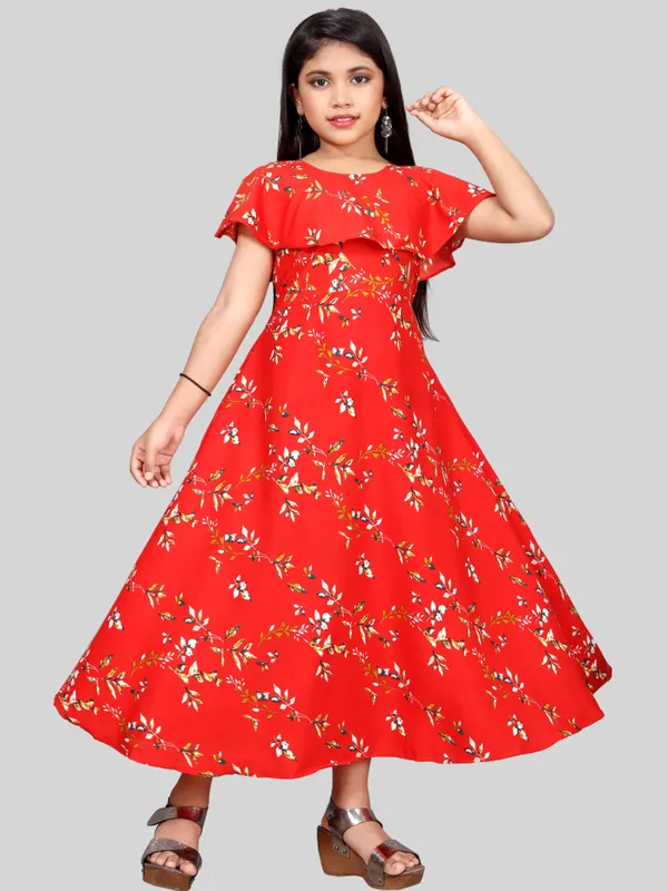 Girls_Red_&_Off_White_Floral_Print_Layered_Flared_Maxi_Dress