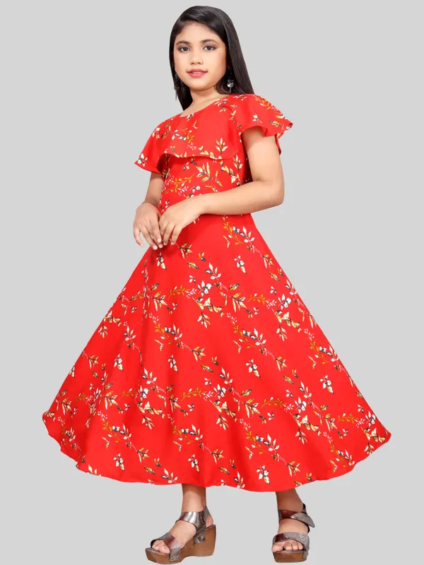 Girls_Red_&_Off_White_Floral_Print_Layered_Flared_Maxi_Dress