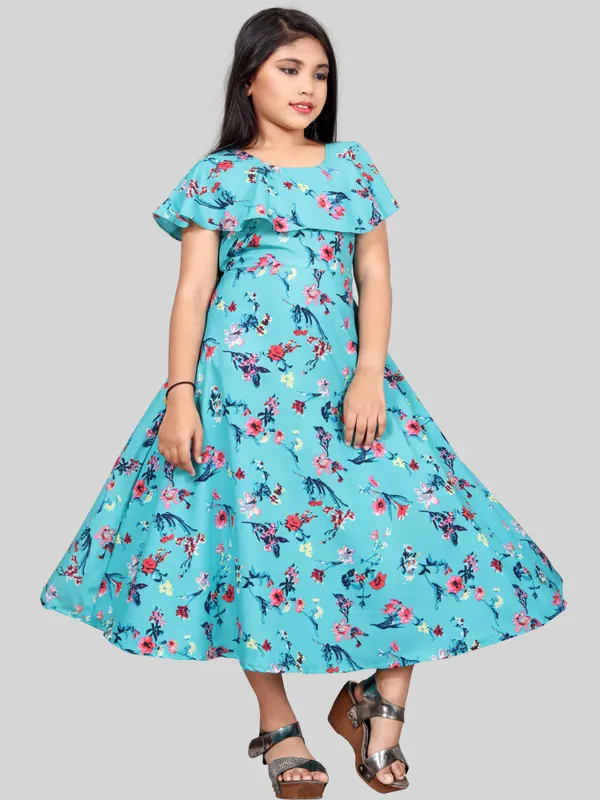 Girls_Sea_Green_&_Pink_Floral_Print_Flared_Maxi_Dress