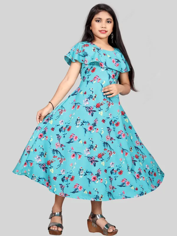 Girls_Sea_Green_&_Pink_Floral_Print_Flared_Maxi_Dress