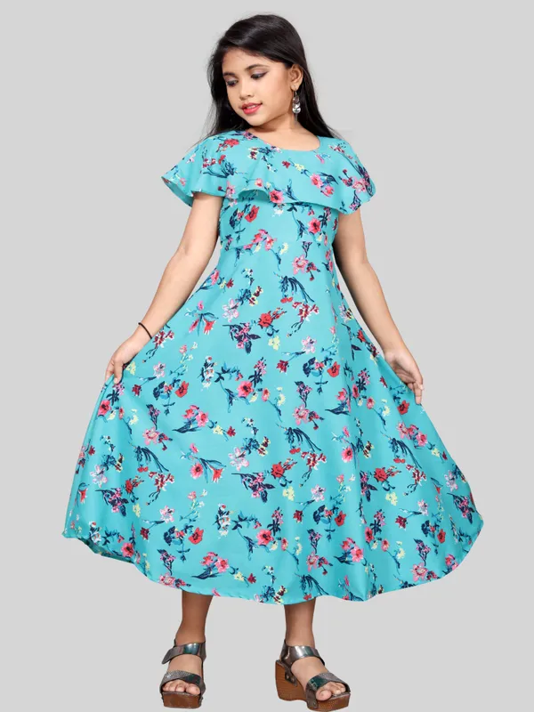 Girls_Sea_Green_&_Pink_Floral_Print_Flared_Maxi_Dress