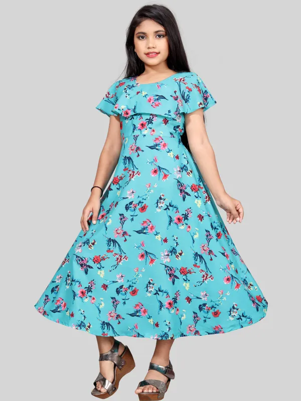 Girls_Sea_Green_&_Pink_Floral_Print_Flared_Maxi_Dress