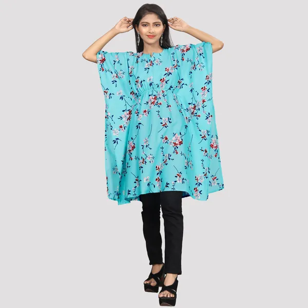 Girls_Sea_Green_&_White_Floral_Print_Crepe_Kaftan_Dress