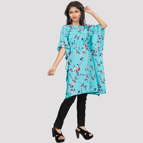 Girls_Sea_Green_&_White_Floral_Print_Crepe_Kaftan_Dress