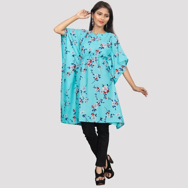 Girls_Sea_Green_&_White_Floral_Print_Crepe_Kaftan_Dress