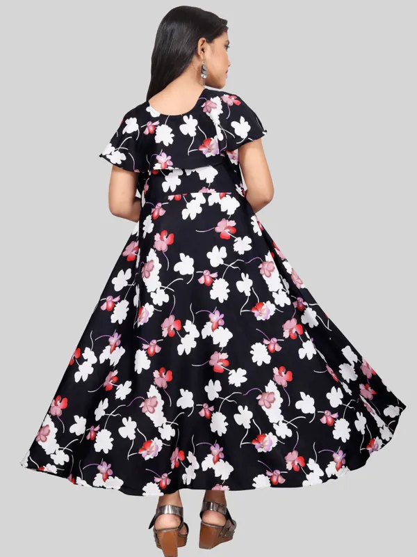 Girls_White_&_Black_Floral_Print_Layered_Flared_Maxi_Dress