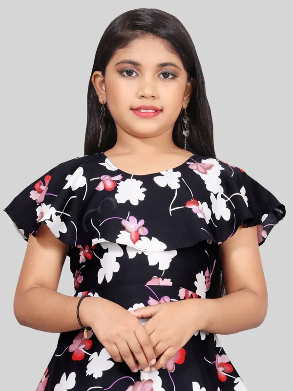 Girls_White_&_Black_Floral_Print_Layered_Flared_Maxi_Dress