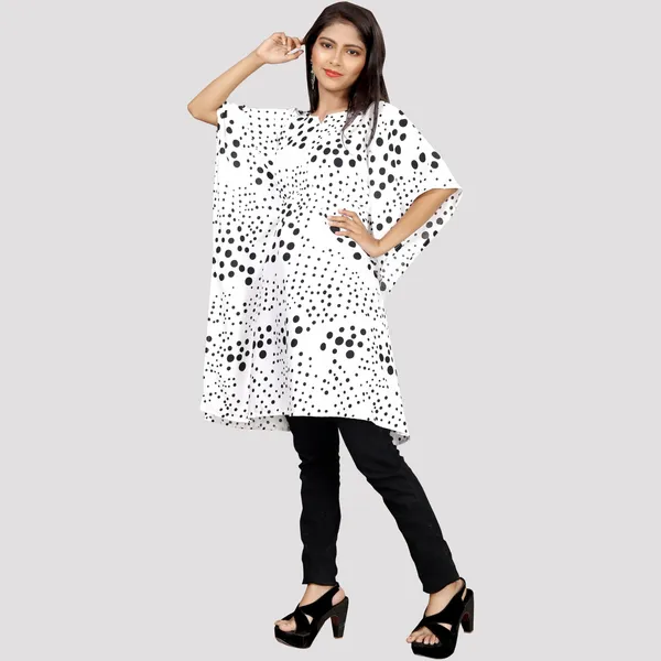 Girls_White_&_Black_Polka_Dot_Print_Crepe_Kaftan_Dress