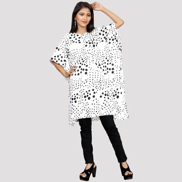 Girls_White_&_Black_Polka_Dot_Print_Crepe_Kaftan_Dress