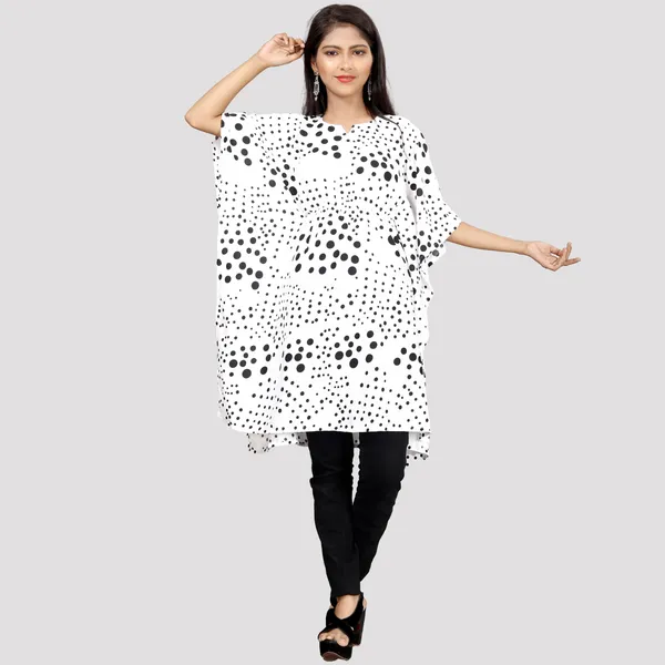 Girls_White_&_Black_Polka_Dot_Print_Crepe_Kaftan_Dress