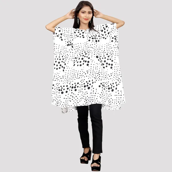 Girls_White_&_Black_Polka_Dot_Print_Crepe_Kaftan_Dress