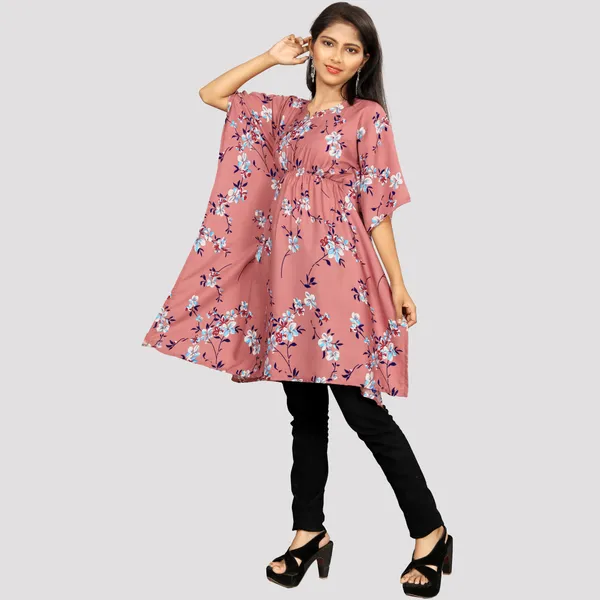 Girls_Wine_&_White_Floral_Print_Crepe_Kaftan_Dress
