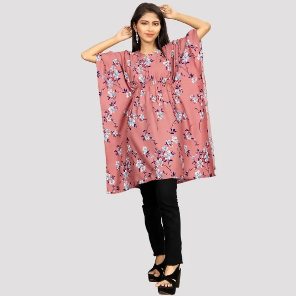 Girls_Wine_&_White_Floral_Print_Crepe_Kaftan_Dress