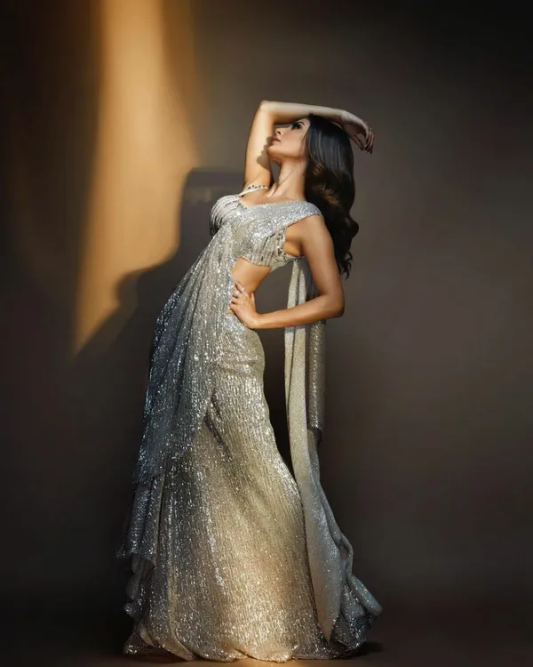 Glamorous_Designer_Georgette_Grey_Saree