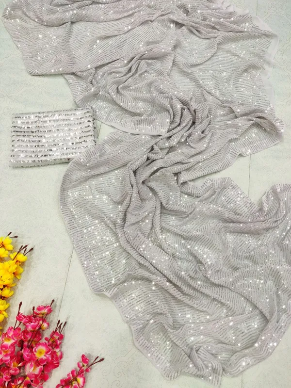 Glamorous_Designer_Georgette_Grey_Saree