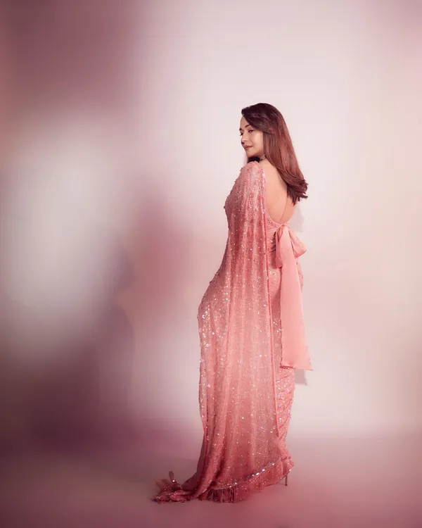Glamorous_Designer_Pink_Georgette_Sequence_work_Saree