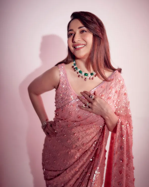 Glamorous_Designer_Pink_Georgette_Sequence_work_Saree