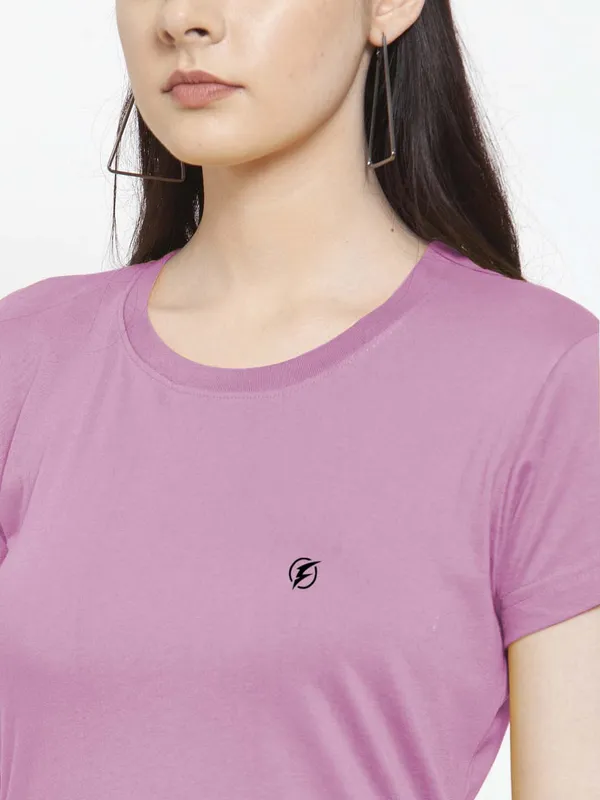 Pack_of_2_Purple_&_Olive_Cotton_Round_Neck_Short_Sleeves_T-Shirt_For_Women
