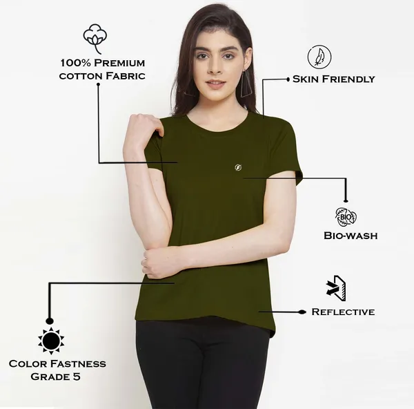 Pack_of_2_Purple_&_Olive_Cotton_Round_Neck_Short_Sleeves_T-Shirt_For_Women