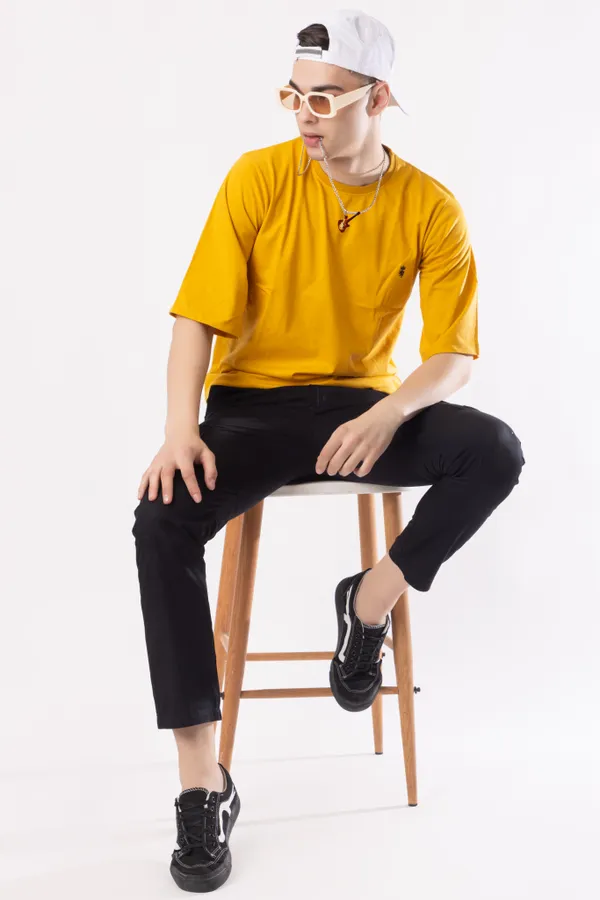 Gold_Cotton_Blend_Printed_Round_Neck_Soft_T-Shirt_For_Men