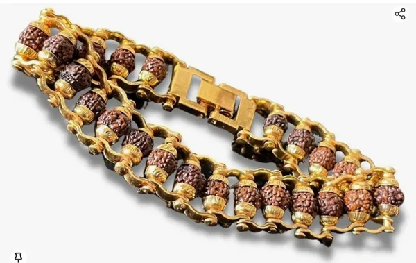 Golden_5_Mukhi_Rudraksha_Bracelet_&_Premium_Quality_Mahadev_Trishul_Damru_Pendant_For_Men_&_Women