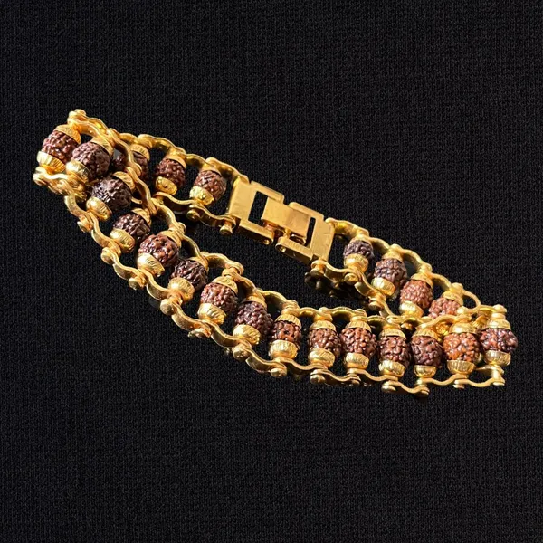 Golden_5_Mukhi_Rudraksha_Bracelet_&_Premium_Quality_Mahadev_Trishul_Damru_Pendant_For_Men_&_Women
