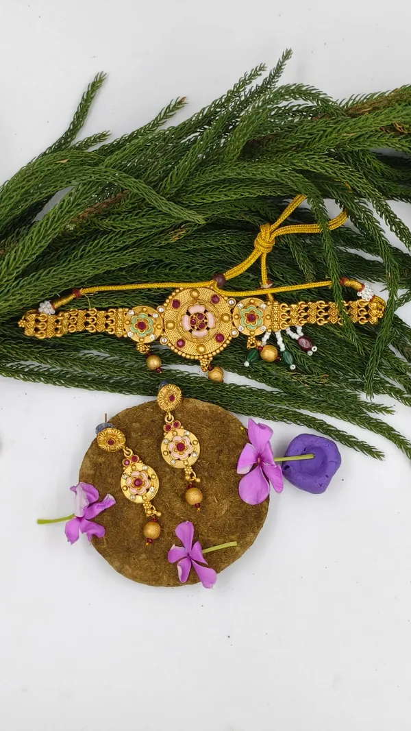 Alloy_Choker_Set_Gold_Plated_For_Women