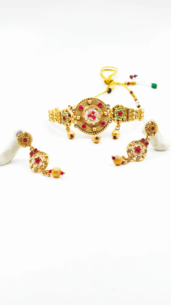 Alloy_Choker_Set_Gold_Plated_For_Women