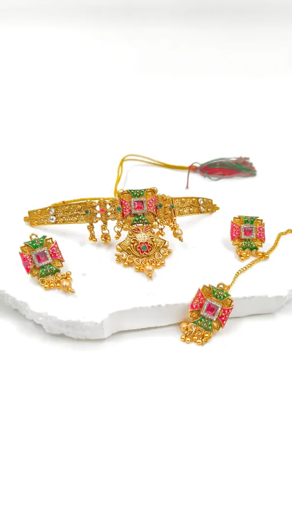 Alloy_Choker_Set_Gold_Plated_For_Women