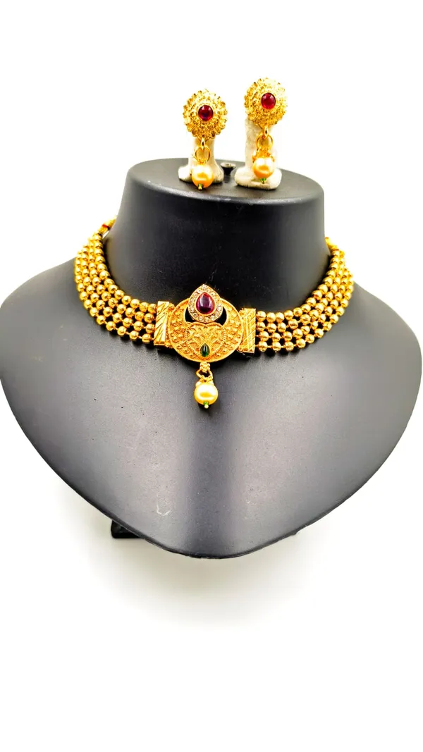 Alloy_Choker_Set_Gold_Plated_For_Women