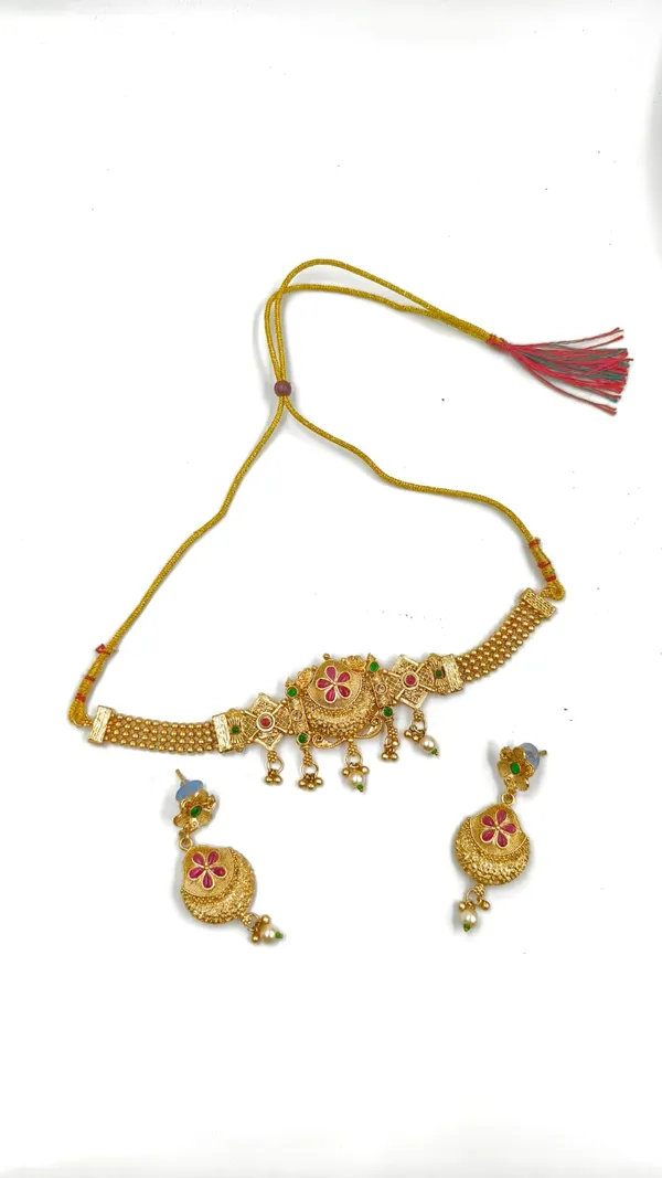 Alloy_Choker_Set_Gold_Plated_For_Women