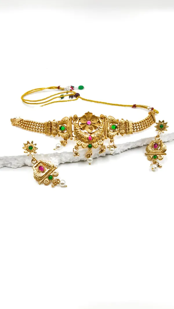 Alloy_Choker_Set_Gold_Plated_For_Women