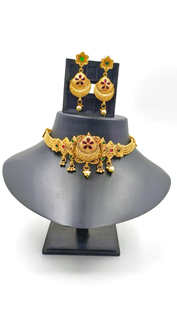 Alloy_Choker_Set_Gold_Plated_For_Women