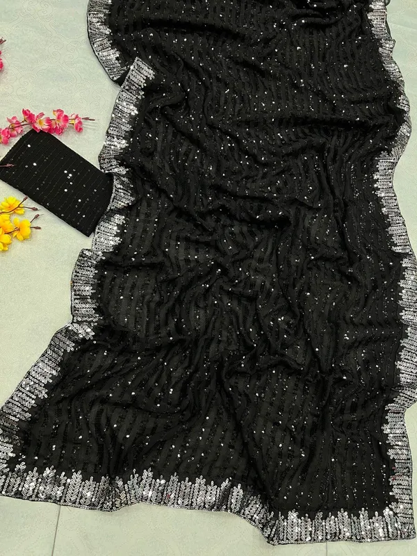 Graceful_Designer_Georgette_Black_Saree