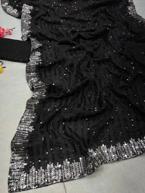 Graceful_Designer_Georgette_Black_Saree